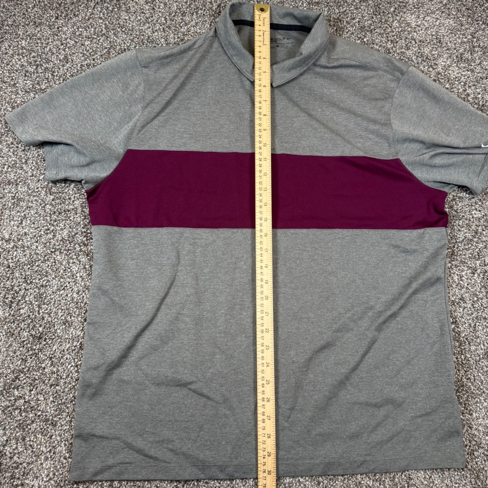 Nike Golf‎ Dri-FIT Polo Shirt Mens Extra Large XL Gray Maroon - Picture 4 of 9